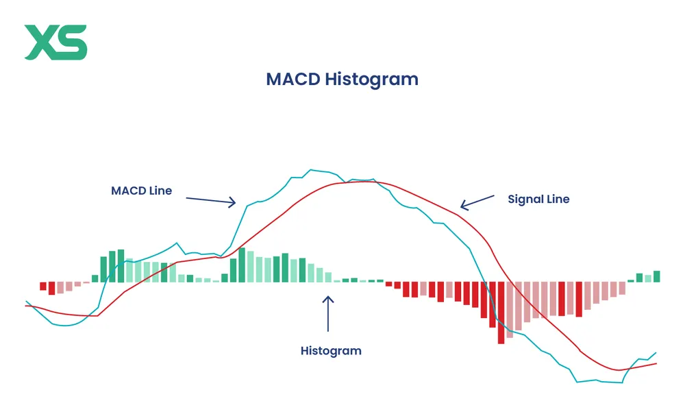 Histogram của MACD phản ánh độ chênh lệch giữa MACD và Signal Line, cho thấy momentum thị trường mạnh hay yếu.